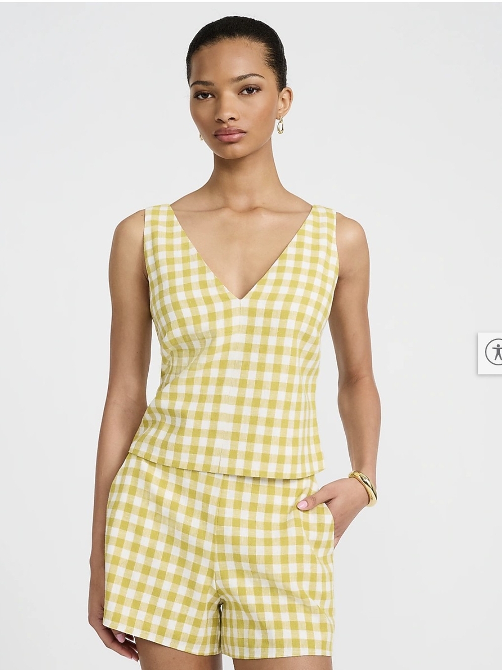 Express Yellow Gingham V-Neck Camisole